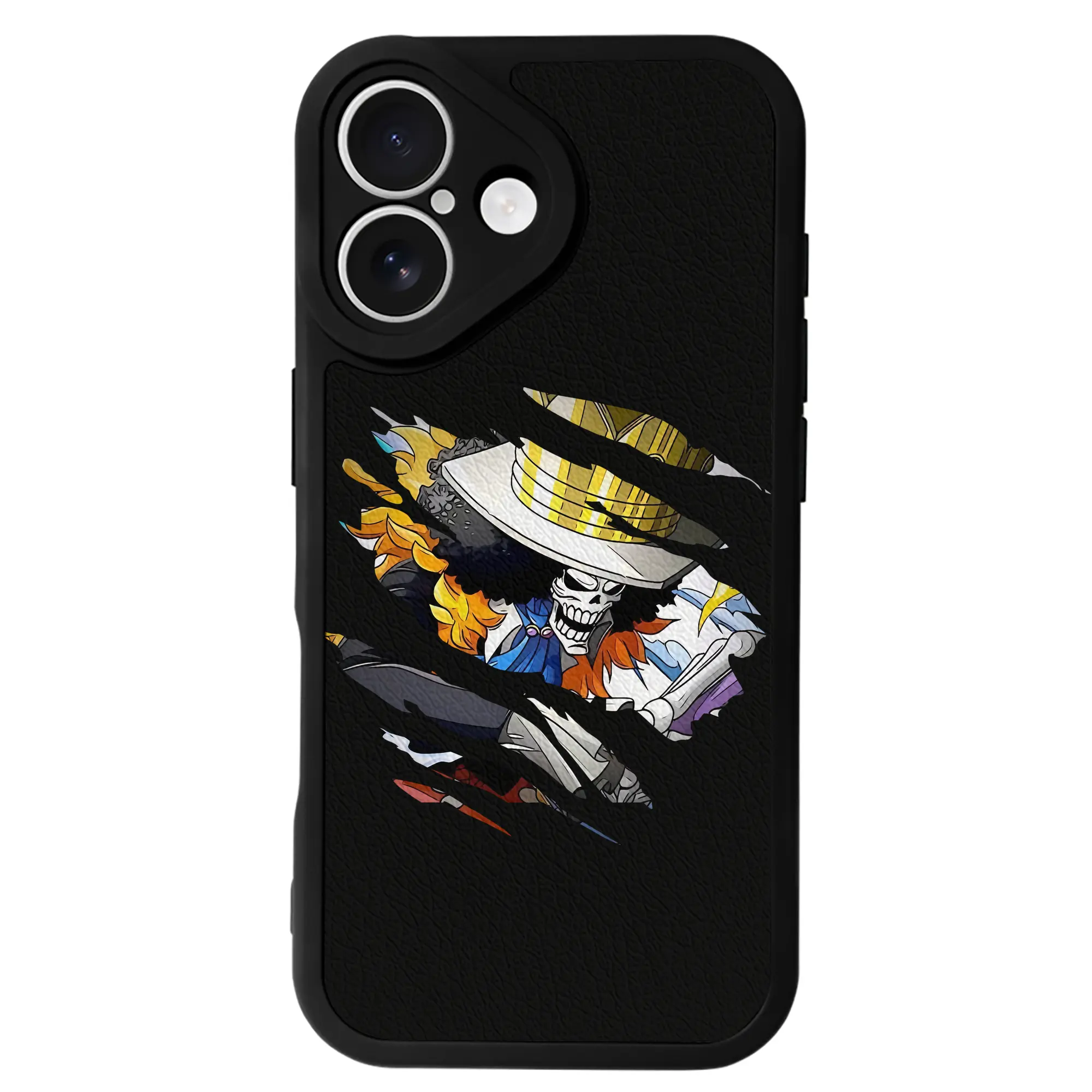 ワンピース グッズ ブルック - IPhone 16シリーズ対応 ・ シリコンスマホケース ・ レザー調 ・ 高精度フィット ・ 耐衝撃 ・ ワイヤレス充電対応 ・ 精密カット